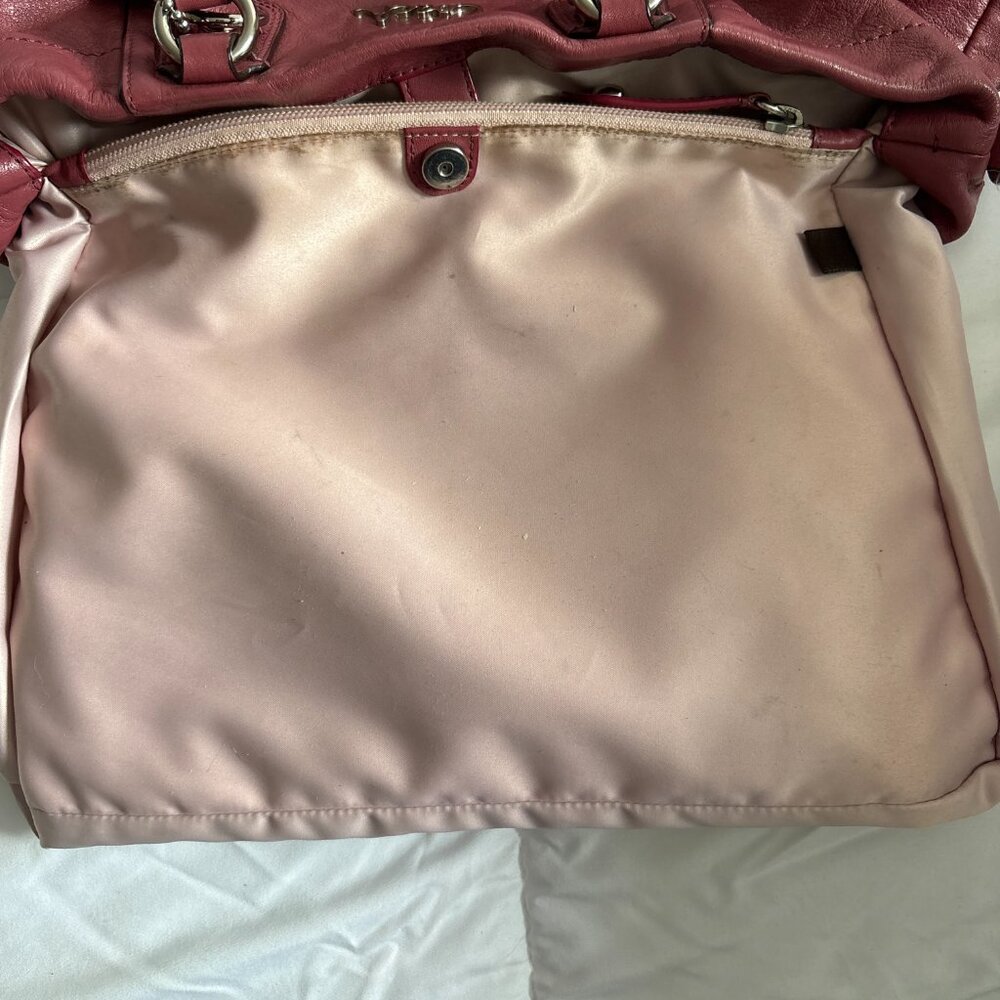 Coach Ashley Pleated Convertible Leather Satchel Mauve with Wallet - Picture 11 of 16
